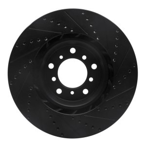 BMW M3 Brake Rotor (1) - Right Front - R1 Concepts - Drilled & Slotted - Black - `01-`06